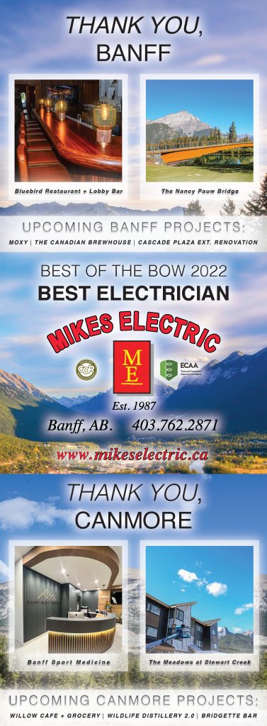 Mikes Electric - RMO Best of the Bow 2022 - Thank You Ad - Winner Banff Canmore Alberta